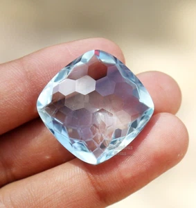 Cushion Shape Sky Blue Aquamarine Natural Loose 45.45 CT Certified Gemstone - Picture 1 of 6
