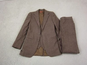 Vintage Yves Saint Laurent Suit Mens 34-36 Small Brown Wool 70s YSL Barneys - Picture 1 of 24