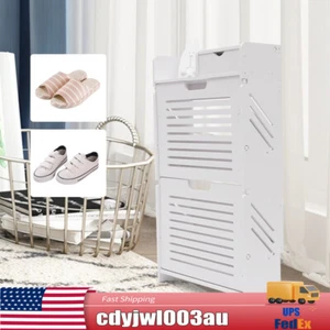 Shoe Cabinet for Entryway Slim Narrow Storage Cabinet 2 Flip Drawers Shoe Rack - Picture 1 of 8