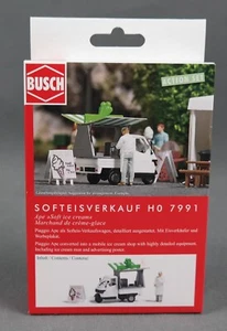 Busch 7991 [H0,Bausatz] Action Set: Softeis-Verkauf mit Piaggio Ape - NEUWARE! - Picture 1 of 3