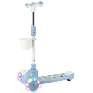 Light Up Height Adjustable 3 Wheel Scooter, 4 Gears Foldable Travel Scooter US - Picture 1 of 16