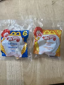 McDonald's Happy Meal Fast Food Toy 96/97Hot Wheels Tow Truck#6 & Ambulance #9 - Picture 1 of 9