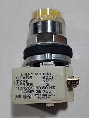 Square-D 9001K1L1Y, Illuminated Yellow Pushbutton With Full Guard, 110-120VAC  - Image 1 of 4