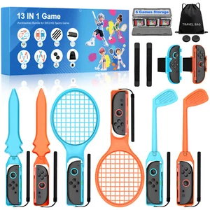 Pacchetto accessori sportivi Switch 13 in 1 compatibile con Joycon Nintendo Switch 2 - Foto 1 di 10