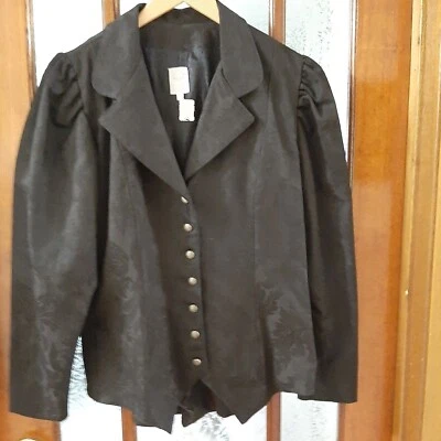 Western or Steampunk True West Women's size 12 Black brocade blazer  - Image 1 of 4