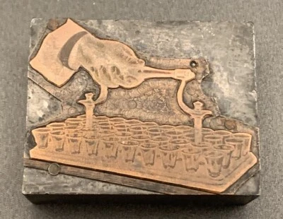 Vintage Printing Letterpress Printers Block Hand Holding Serving Tray - Image 1 of 4
