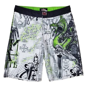 MMA ELITE Shorts Mens XL White Black Tribal Snake Kickboxing Ju Jitsu Training - Picture 1 of 7