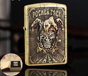 Limited Production Joker Jester Poker Face Double Sided Brass Zippo - Picture 1 of 3
