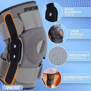 Compression Knee Brace Patella Support Sport Joint Pain Sleeve Hinges Plus Size - Picture 1 of 7