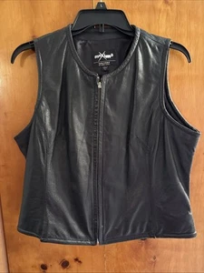 Wilson’s Leather Maxima Biker Riding Vest Sz.L Zipper 100% Leather Front - Picture 1 of 8