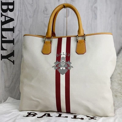 A4 size BALLY logo stripe canvas tote bag - Image 1 of 4