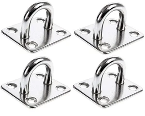 304 Stainless Steel Eye Plate U Hooks | Heavy Duty M8 Deck Pad Eye | 4 Pack W... - Picture 1 of 6