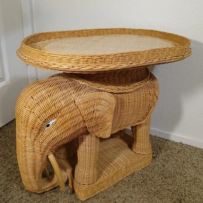 Rattan Coffee Table Elephant (table and tray) - Image 1 of 4