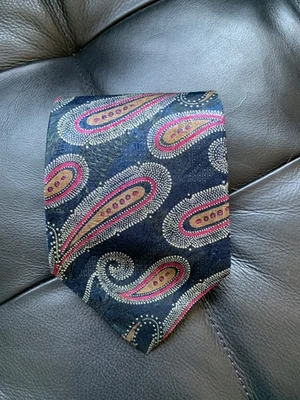 Corbata de seda Nick Hilton Collection azul/gris cachemira 4"x58,5" hecha a mano en EE. UU. Foto 1 de 4