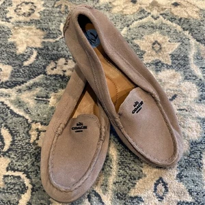 COACH Mary Lock Up Suede Driving Moccasins Loafers Women's Size 7.5B Taupe Beige - Picture 1 of 7