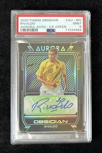 2020-21 Panini Obsidian Rivaldo Auto Aurora Green #/25 PSA 9 Brazil - Picture 1 of 2