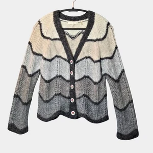 LoveShack ausgefallene Alpaka Wolle Deena Strickjacke Pullover S grau kuschelig Grandmacore gebraucht, in einwandfreiem Zustand - Bild 1 von 13