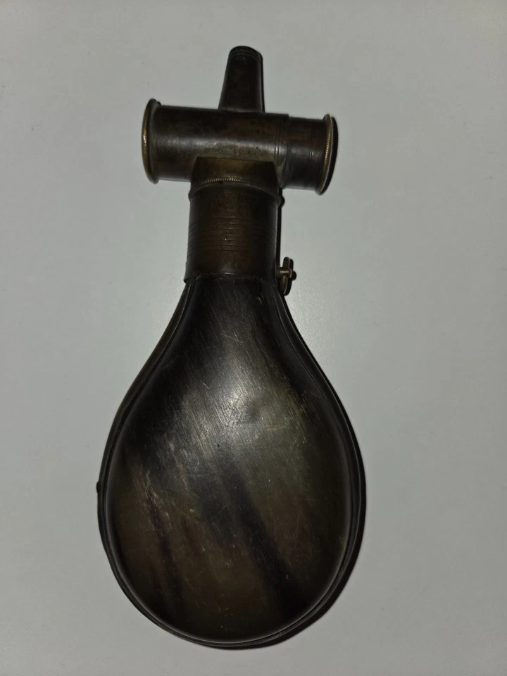Antique American powder flask associated with the Colt Paterson line of shotguns - Image 1 of 4