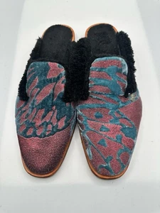 Free People Samt Brokat Gobelin Schmetterling Leichtigkeit Loafer Pantolette Fell Gr. 41 / 10 - Bild 1 von 7