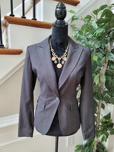 New York & Co. Women's Gray Polyester Long Sleeve Single Breasted Blazer Size 4 - Picture 1 of 12