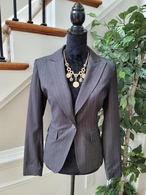 New York & Co. Women's Gray Polyester Long Sleeve Single Breasted Blazer Size 4 - Image 1 of 4
