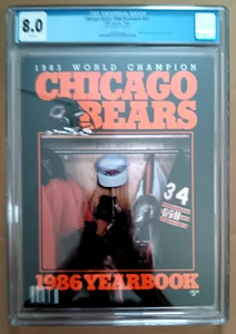 1986 Chicago Bears Yearbook CGC 8.0 1985 World Champions  Ditka Payton McMahon!! - Picture 1 of 3