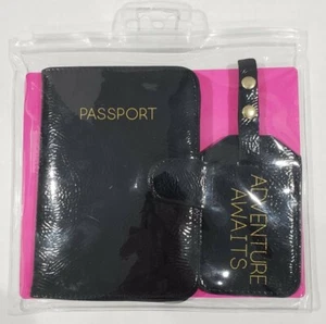 MIAMICA PASSPORT CASE & LUGGAGE TAG SET BLACK - Picture 1 of 1