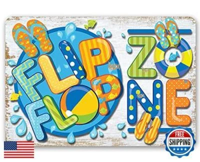 Zona de chanclas - Gran decoración del hogar porche de playa, letrero para fiesta de verano en la piscina Foto 1 de 4