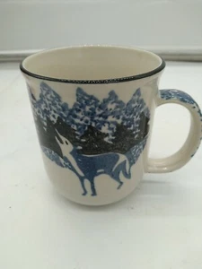 Vintage Folkcraft Wolf by Tienshan Stoneware Mugs excellent condition.  - Picture 1 of 3