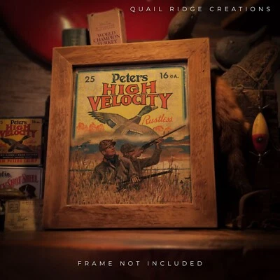 De colección Peters Escopeta Shell Caja Arte Impresión 8X10 Pato Caza Pesca Cabaña Decoración Foto 1 de 4