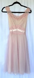 Camisón Babydoll Vintage Rosa Gasa Encaje Tocador Fair Pequeño - Imagen 1 de 14