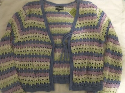 Women's Multi-color Cropped Crochet Open Cardigan Top Size M NWT - Photo 1/4