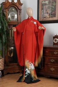 DEAR VANILLA JAPANESE FURISODE SILK KIMONO WOMEN'S AUTHENTIC JAPAN MADE VINTAGE - Picture 1 of 10