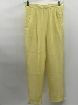 Pantalones de seda Adrienne Vittadini vintage para mujer talla 12 amarillos Foto 1 de 4