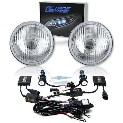 5-3/4" Stock H4 Bombilla Faro Super Blanco 6K 6000K HID Kit Par de Faros Foto 1 de 4