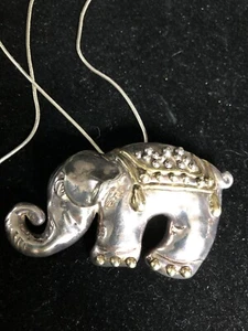 Vintage seltener LG Elefant Anhänger 0,925 an Sterlingsilber Schlangenkette 30 Zoll - Bild 1 von 7