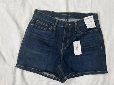 NUEVO Pantalones cortos de jean de tiro alto Calvin No Jeans para mujer talla 10 se sienta en cintura natural Foto 1 de 4