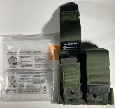Funda cuádruple doble ajuste personalizado Gerber verde Molle OD - HECHA EN EE. UU. - NUEVA Foto 1 de 4