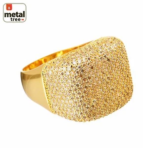 Anillos meñiques banda circonita cúbica de latón enchapado en oro de 18 quilates para hombre Hip Hop helado SJ14673 - Imagen 1 de 1