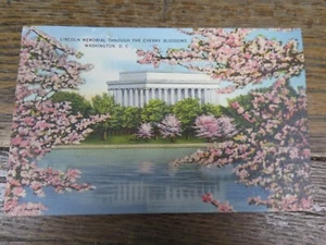 Washington D.C. Lincoln Memorial Thru The Cherry Blossoms postal de colección 1941 - Imagen 1 de 7