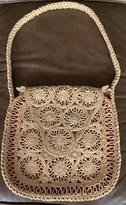 Borsa borsetta vintage fatta a mano rattan juta cesto tessuto foderato bohemien (132ia) - Foto 1 di 10