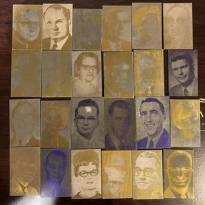 Lote obituario de 24 bloques/placas de fotos de periódicos vintage con impresión de metal (C) - Imagen 1 de 6