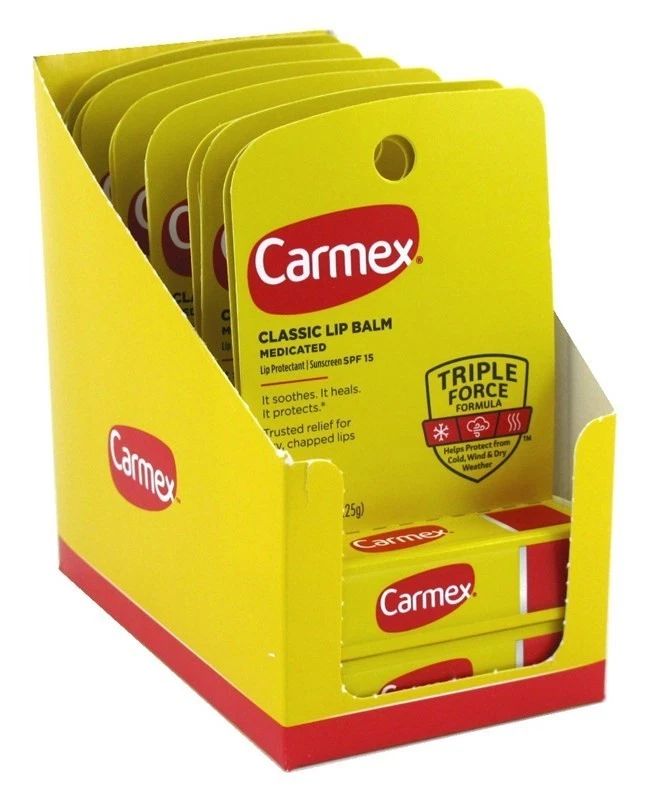 Carmex Classic Lip Balm Soothes Chapped SPF 15 Medicated