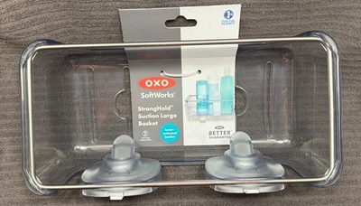 Cesta grande de succión OXO Stronghold: organizador de ducha de acero inoxidable Foto 1 de 4