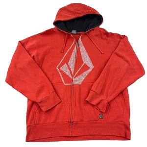Vintage Y2K Volcom Hoodie Men Large Red Full Zip Sweatshirt Jacket Skate 2 Sided - Picture 1 of 15