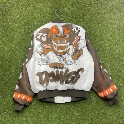 Chaqueta cortavientos vintage Chalkline Cleveland Browns para hombre grande AOP Dawgs cremallera Foto 1 de 4
