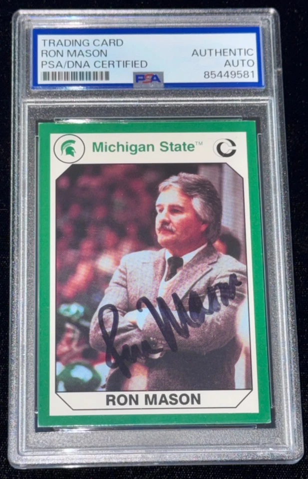 Ron Mason "MSU Spartans Hockey Coach HOF" Signed Rookie Card Auto rc Auto PSA - Image 1 of 2