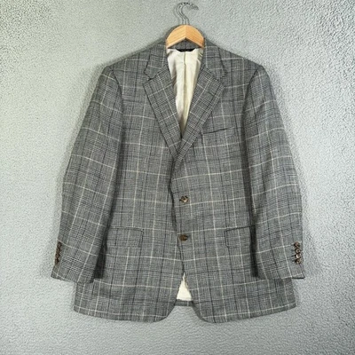 Hickey Freeman Blazer 43R Glen Plaid Wool Silk Linen Sport Coat Jacket ETHOMAS - Image 1 of 4