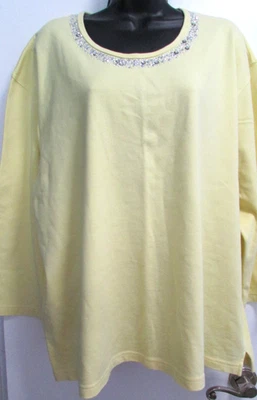 Mujer 3X Amarillo 3/4 Slv Pullover Tachuelas Pullover Camisa Top Christine Alexander Foto 1 de 4