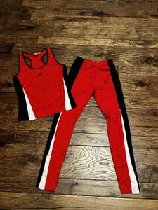 Nike 2 Piece Set Tank And Tights Red/Black Youth Large - Picture 1 of 6